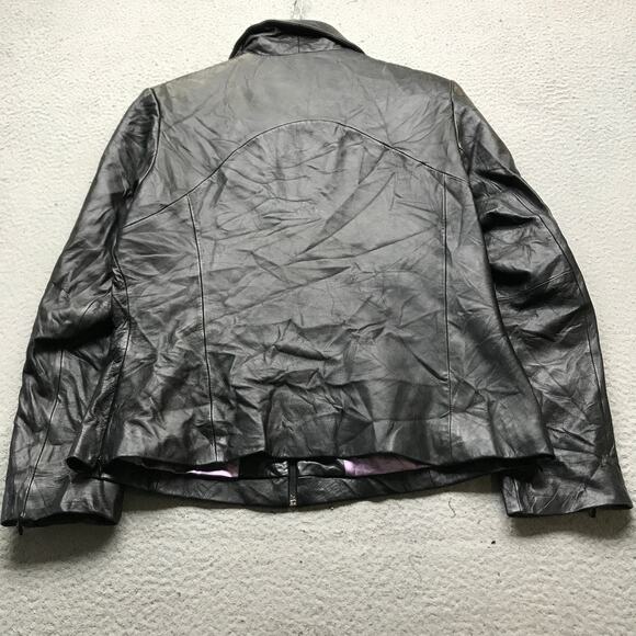 Vintage Pelle Studio Wilsons Lined Collared Jacket Womens Large L Zip Black - Picture 5 of 11